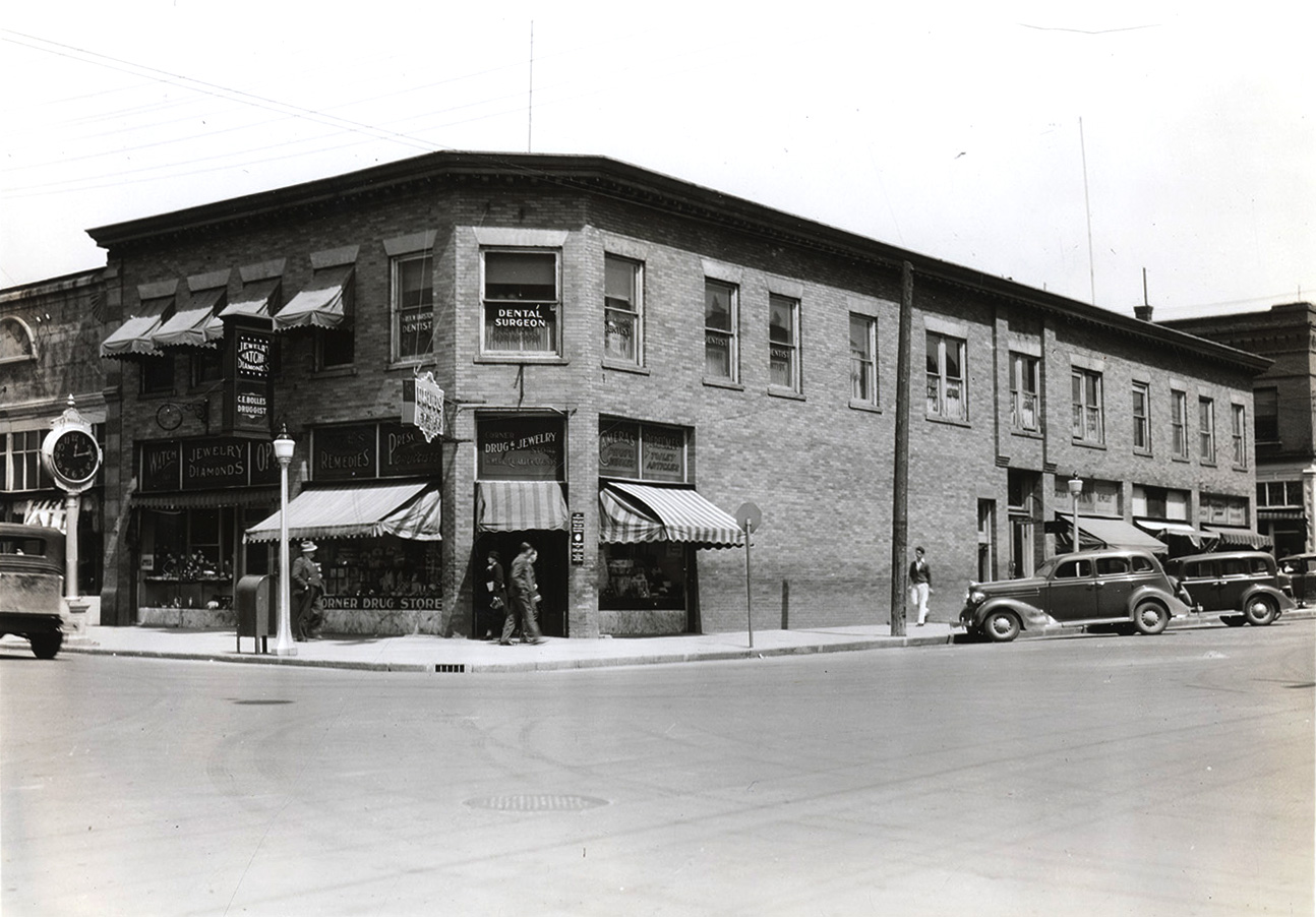 Photograph of Corner Drug Store in Moscow, ID